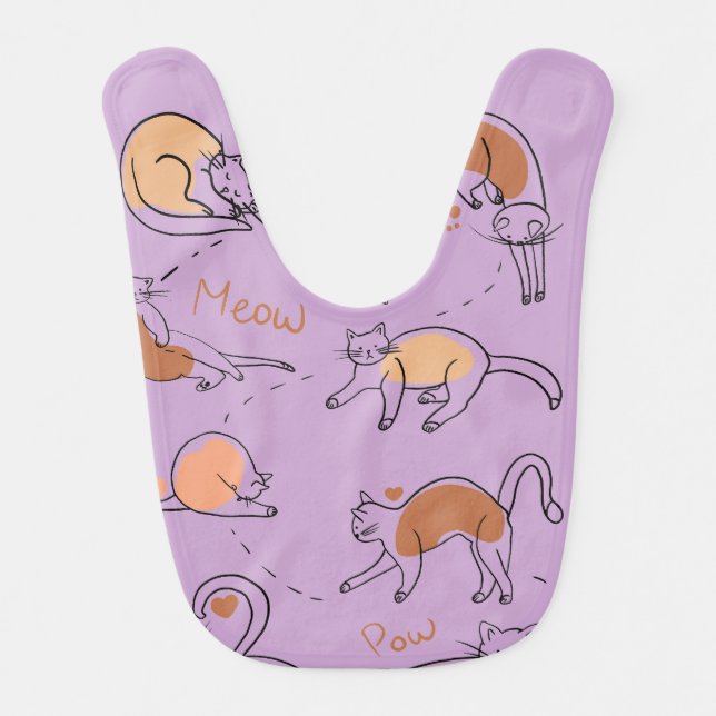 Cats Kitten Cute Artful Baby Bib (Front)