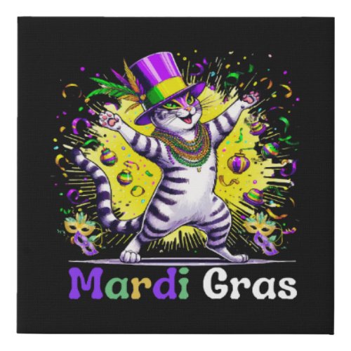 Cats Kitten Kitty Mardi Gras Festival Party Faux Canvas Print