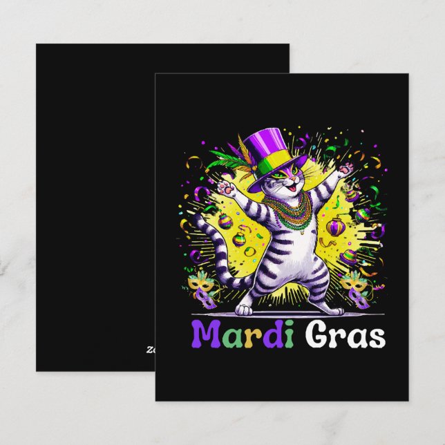 Cats Kitten Kitty Mardi Gras Festival Party Holiday Card (Front/Back)
