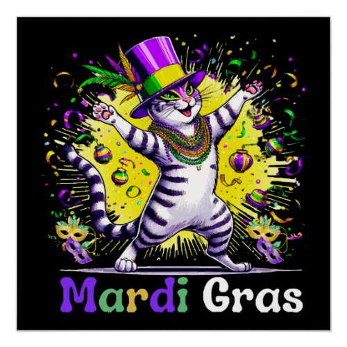 Cats Kitten Kitty Mardi Gras Festival Party Poster