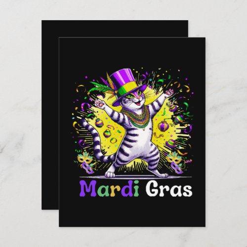 Cats Kitten Kitty Mardi Gras Festival Party RSVP Card