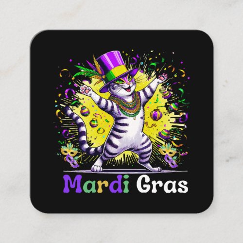 Cats Kitten Kitty Mardi Gras Festival Party Square Business Card