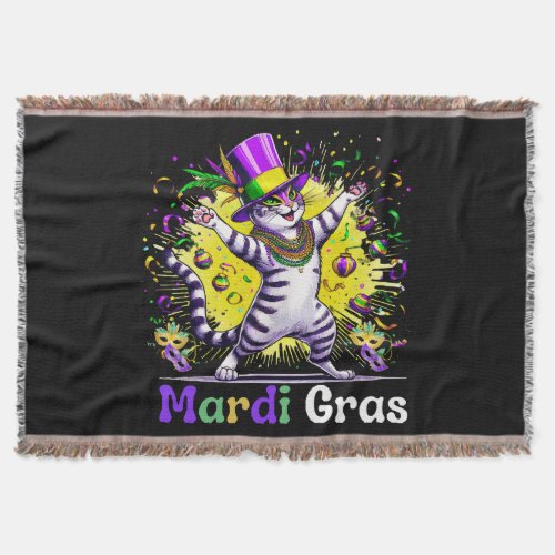 Cats Kitten Kitty Mardi Gras Festival Party Throw Blanket