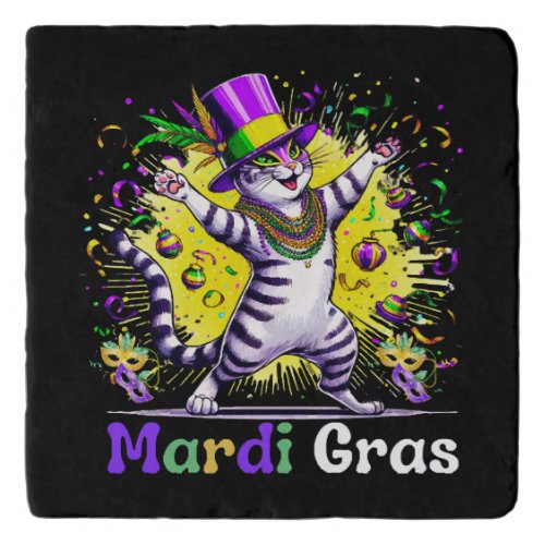 Cats Kitten Kitty Mardi Gras Festival Party Trivet