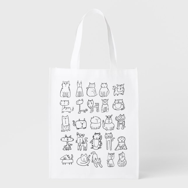 Cats Kittens And Cat Doodles Grocery Bag (Front)