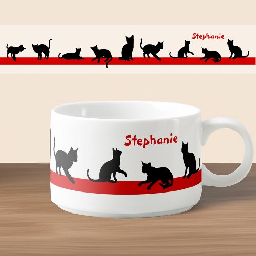 Cats Kittens and Custom Name Food Bowl