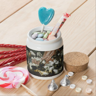 Cats Kitty Kittens Vintage Animal Art Monogrammed Candy Jar