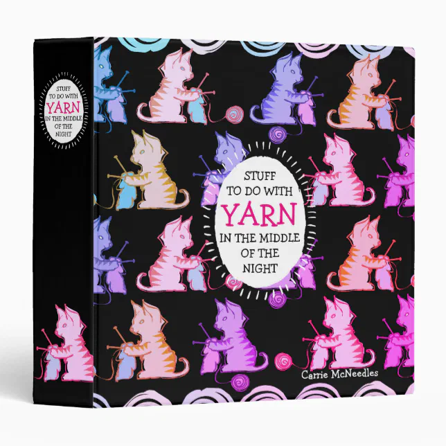 Cats knitting needles knitter craft pattern binder Zazzle