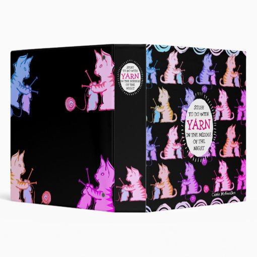 Cats knitting needles knitter craft pattern binder Zazzle