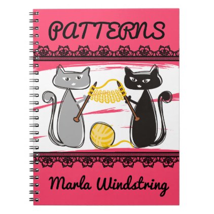 Cats knitting needles yarn crafts pattern notebook