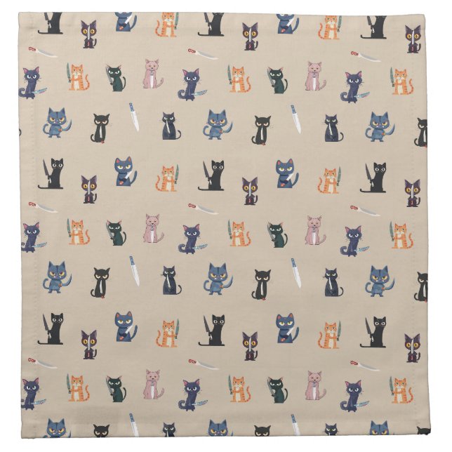 Cats & Knives Cloth Napkin (Front)