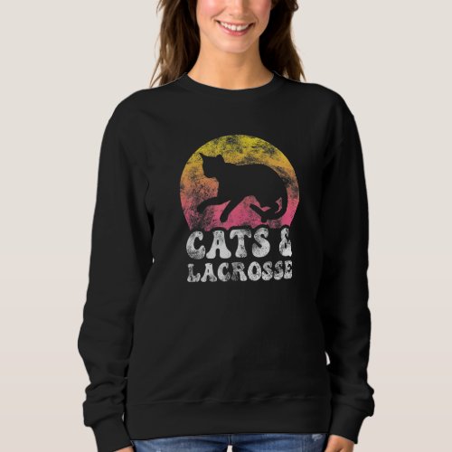 Cats Lacrosse Vintage Retro Hobby Sweatshirt