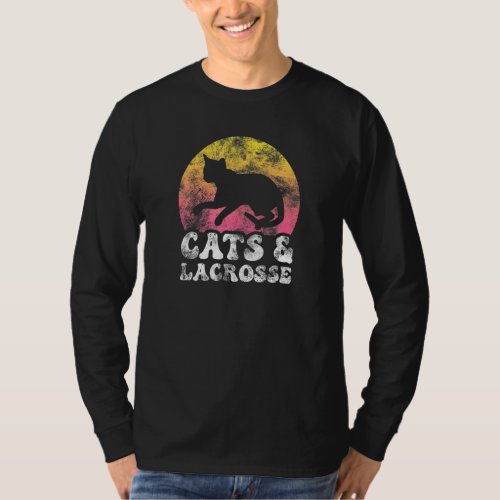 Cats Lacrosse Vintage Retro Hobby T_Shirt