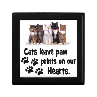 cats leave footprints on our hearts keepsake box