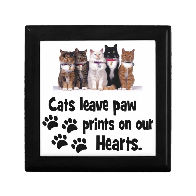 cats leave footprints on our hearts keepsake box (Front)