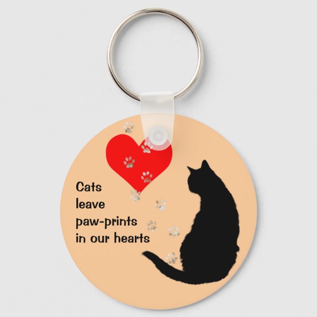 Cats leave paw-prints in our hearts keychain (Front)