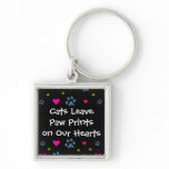 Cats Leave Paw Prints on Our Hearts Keychain