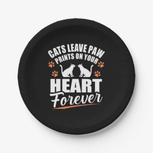 Cats Leave Paw Prints On Your Heart Paper Plates
