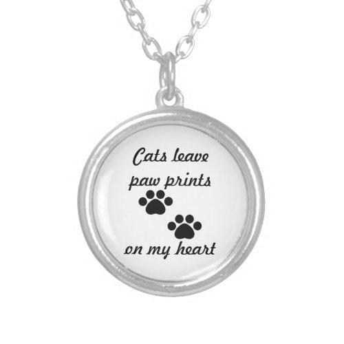 Cats Leave Paw Prints Silver Plated Necklace