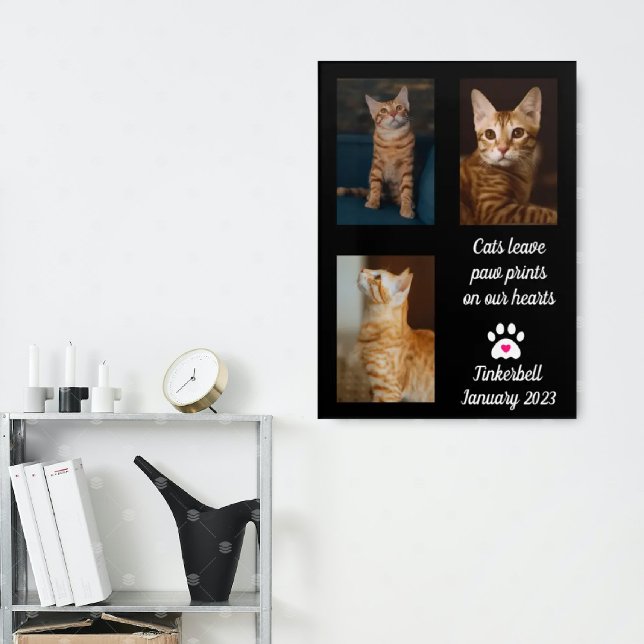 Cats Leave Pawprints | Cat Memorial Photo Collage Poster (Creator Uploaded)
