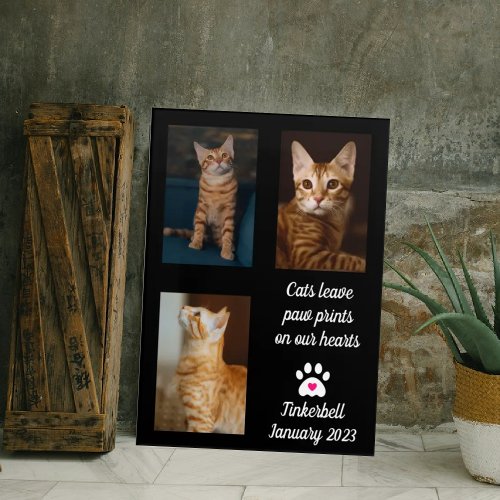 Cats Leave Pawprints  Cat Memorial Photo Collage  Wood Wall Art