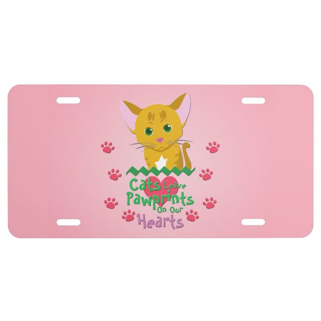 Cats Leave Pawprints License Plate (Front)