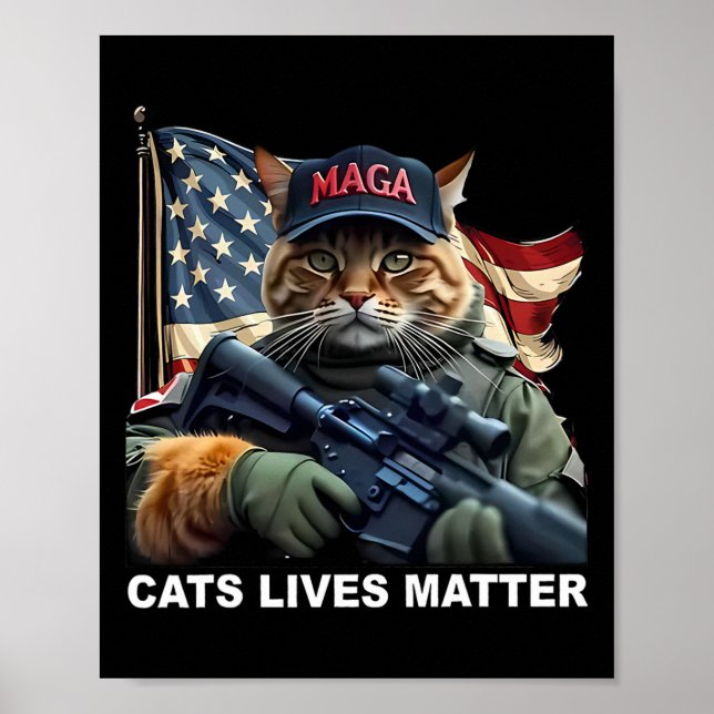 Cats Lives Problem Funny Trump 2024 Cat  Poster (Front)