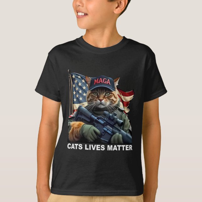 Cats Lives Problem Funny Trump 2024 Cat  T-Shirt (Front)