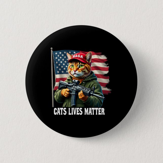 Cats Lives Problem Funny Trump 2024 Cat Voting Tru Button (Front)