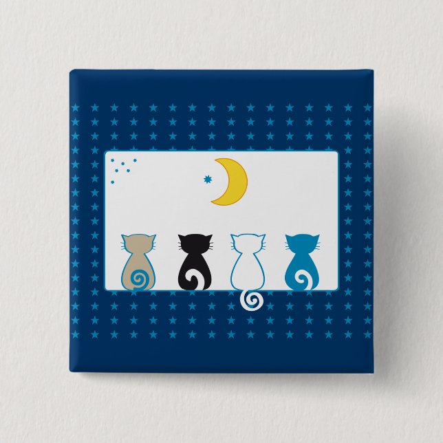 Cats Looking Moon button (Front)