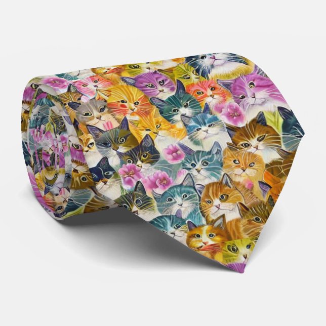 Cats Lots & lots of Cats Neck Tie (Rolled)