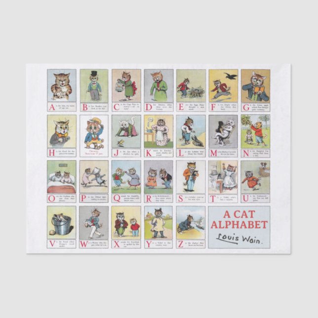 Cats, Louis Wain (Background Color Changeable) Tissue Paper (Front)