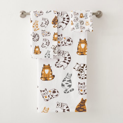 Cats Lounging Bath Towel Set