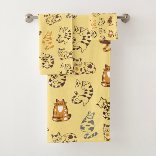 Cats Lounging Bath Towel Set