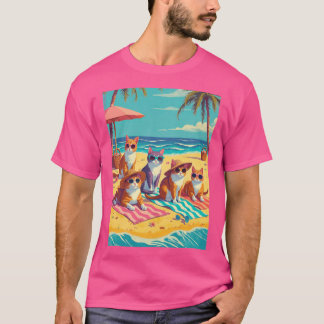 Cats Lounging on the Beach friends T-Shirt