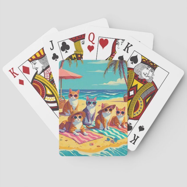 Cats Lounging on the Beach Poker Cards (Back)
