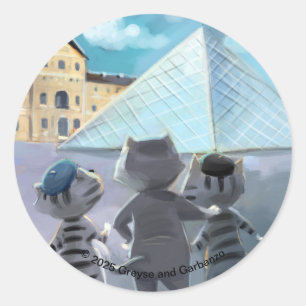 Cats Louvre Paris - Classic Round Stickers