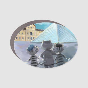 Cats Louvre Paris - Enjoy Car Magnet Oval