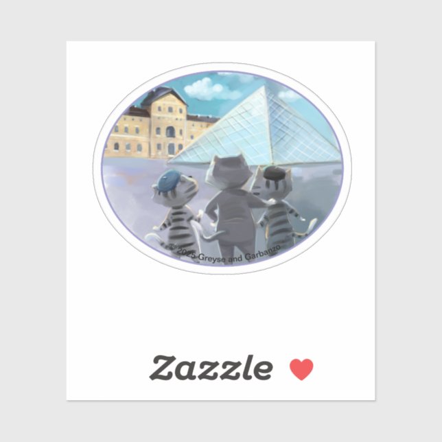 Cats Louvre Paris - Enjoy Oval Vinyl Sticker (Sheet)