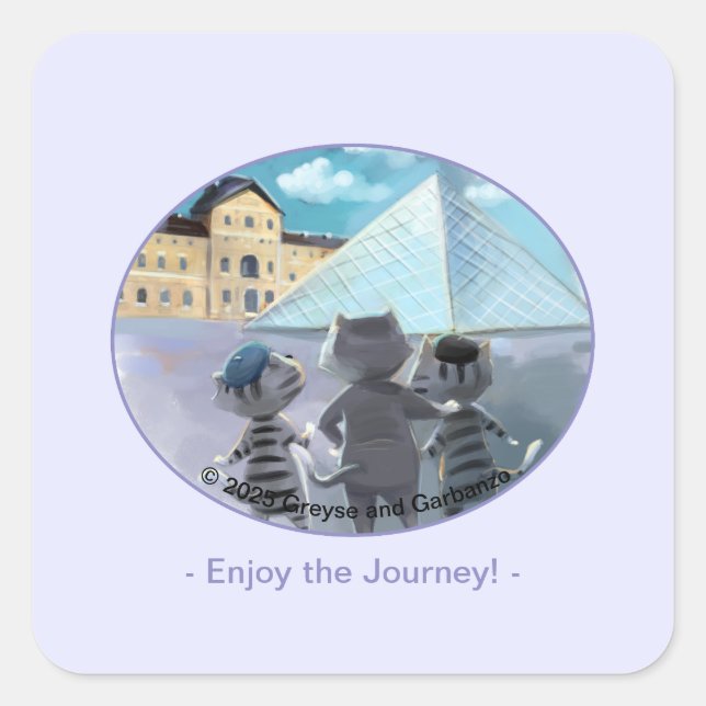 Cats Louvre Paris - Enjoy Square Stickers (Front)