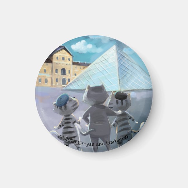 Cats Louvre Paris - Louvre Circle Magnet (Front)
