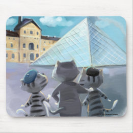 Cats Louvre Paris - Mouse Pad 