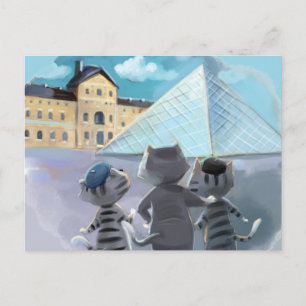 Cats Louvre Paris - Postcard
