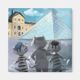 Cats Louvre Paris - Square Magnet 2"