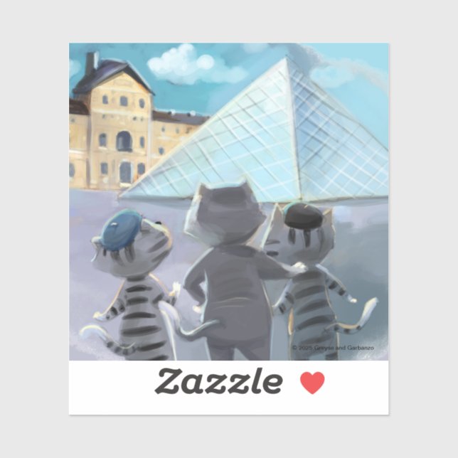 Cats Louvre Paris - Vinyl Sticker (Sheet)