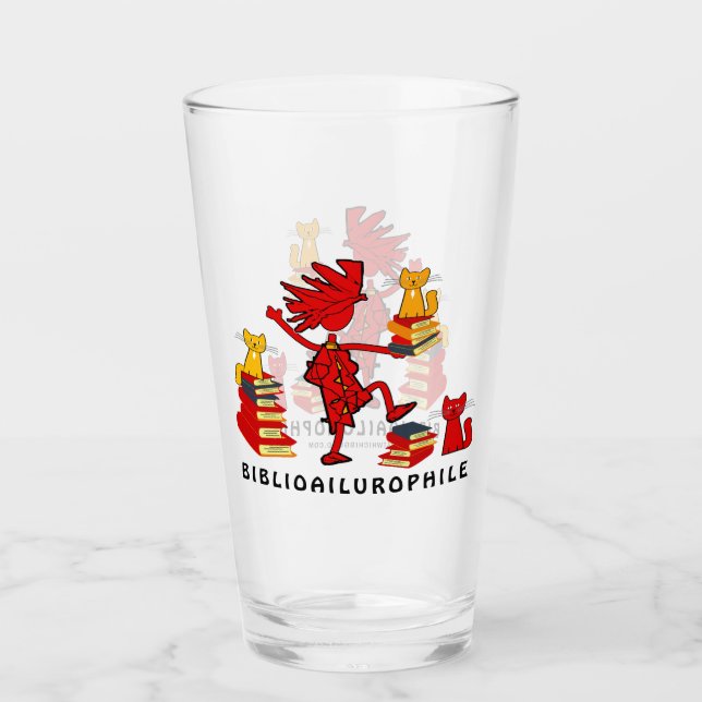 Cats Love Books Glass (Front)