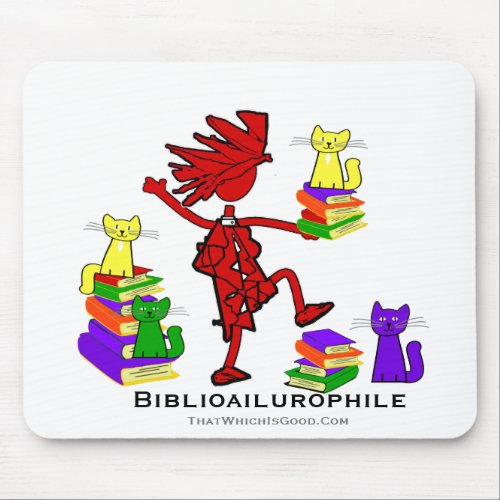 Cats Love Books Mouse Pad