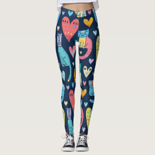 Cats Love: Colorful Vintage Seamless Leggings