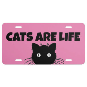 CATS LOVER CATS ARE LIFE PINK License Plate