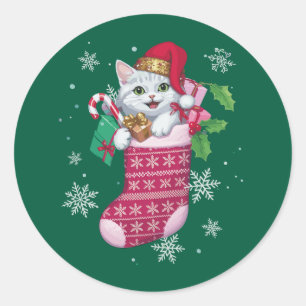 Cats Lover Christmas Funny Cats Owner Classic Round Sticker